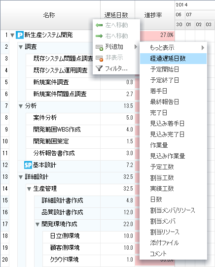 コンテキストメニュー_タスク列の操作
