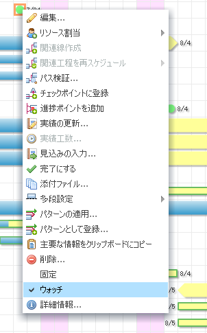 マイルストーンの編集（ウォッチリストへの追加）