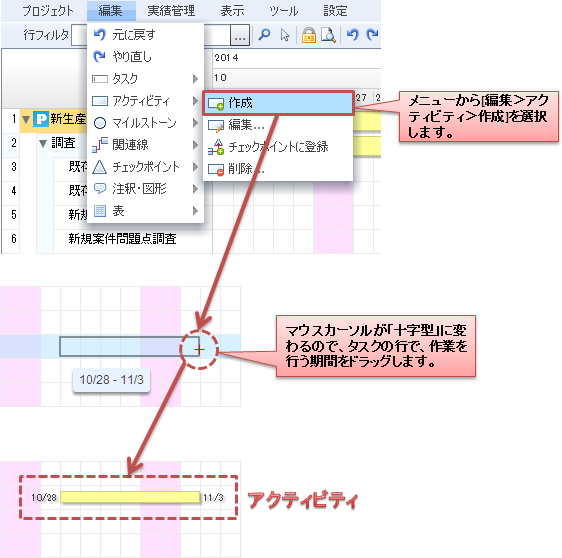 アクティビティの作成